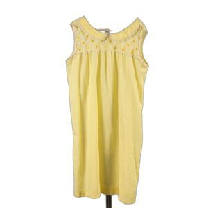 Vintage yellow embroidered camisole nightgown and robe set size M